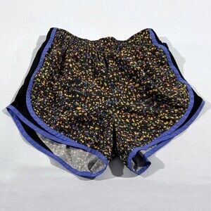 Nike Womens Tempo Icon Clash Print Running Shorts Black Yellow Hi Rise Sz XS